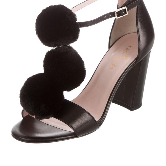 Kate Spade Black Pom-Pom Women's Heels - Picture 2 of 5